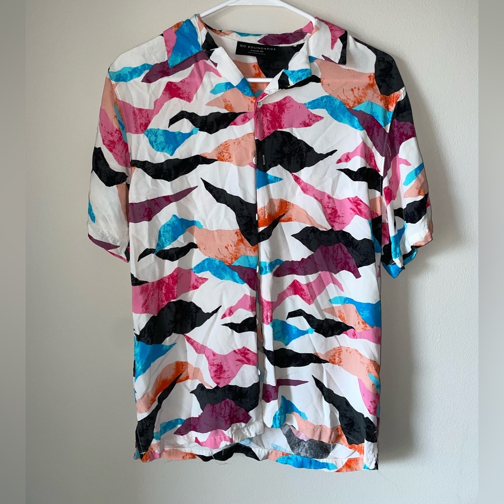 Multicolor Button Up Tee Shirt